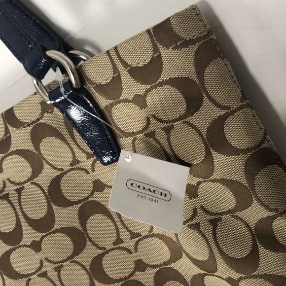 ❗️FINAL❗️ 🆕 COACH Signature Stripe Navy/Khaki 🔴🔴 - Picture 3 of 10